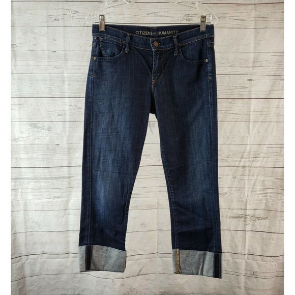 Citizens of Humanity Womens Dani Cropped Straight Leg Jeans Sz 27 Blue Dark Wash - Picture 1 of 9